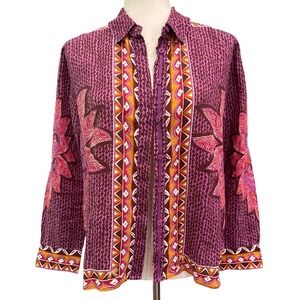 NWT Sundance Rare Bohemian Linen‎ Blend Button-Up Kimono Shirt Jacket Sz S/M